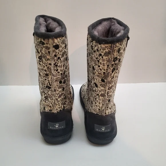 Bearpaw Womens Ivy Charcoal Floral Boots Size 7 - Picture 6 of 8